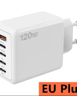 Caricatore 120W con 5 porte (4x USB-C / 1x USB-A)