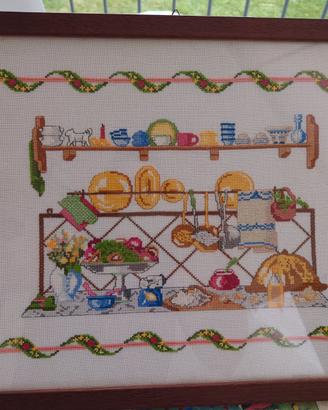 Quadro ricamo punto croce a tema cucina