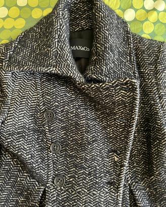 Cappotto nero con trama bianca Max&Co