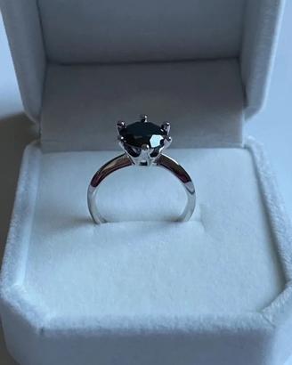 Anello in Argento con Moissanite nera 2 CT
