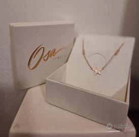 Collana con ciondolo a stella, in argento rosato