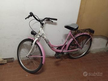Bicicletta bambina 20” rosa bianca con portapacchi
