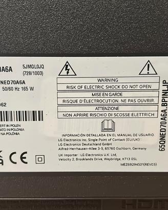 televisore Lg 65 