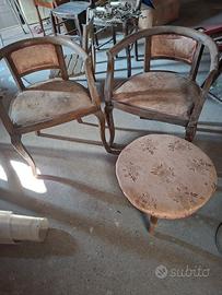 antica coppia sedie pozzetto poggiapiedi