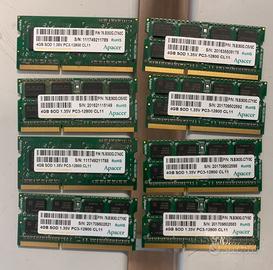 Lotto 8 Moduli RAM DDR3L 4GB Apacer (Totale 32GB)