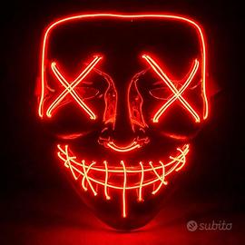 maschera halloween a led rossi, custume festa