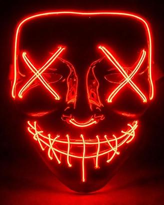 maschera halloween a led rossi, custume festa