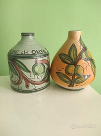 Coppia Bottiglie Olio Ceramica Fratantoni