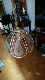 Lampadario lanterna vintage 1 luce metallo e vetro