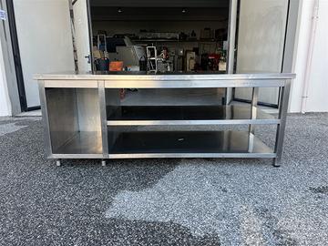 Banco acciaio inox 220×80 con ripiani