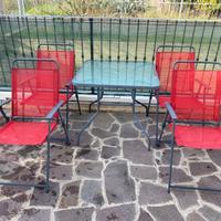 Tavolo da esterno in vetro con 4 sedie