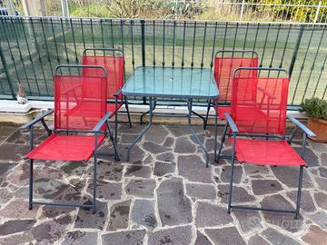 Tavolo da esterno in vetro con 4 sedie
