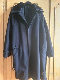 Cappotto Blu Gianni Versace con inserti pelliccia