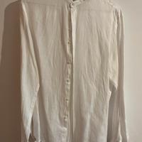 Camicia bianca 10/12 anni collo coreana 100%lino