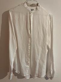 Camicia bianca 10/12 anni collo coreana 100%lino