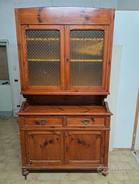 Credenza antica in legno massello con alzata