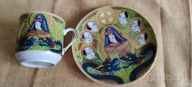 giapponese coppia tazzine caffè con fondo geisha 
