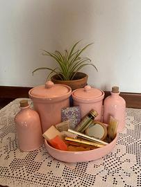 Contenitori da bagno in ceramica rosa