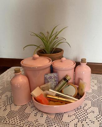 Contenitori da bagno in ceramica rosa