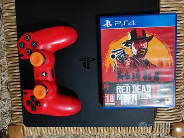 Ps4 silm con Red dead Redemption II e pad rosso - Console e Videogiochi In  vendita a Verona