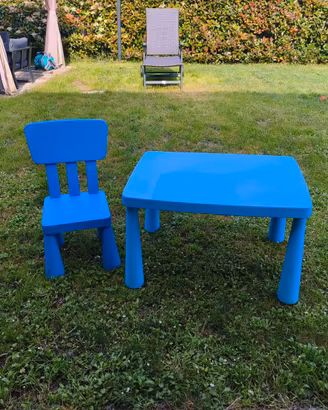 tavolo e sediolina IKEA Mammut azzurro