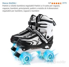 Pattini a rotelle bambino regolabili 4 ruote