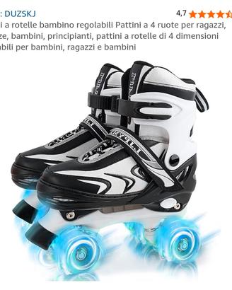 Pattini a rotelle bambino regolabili 4 ruote