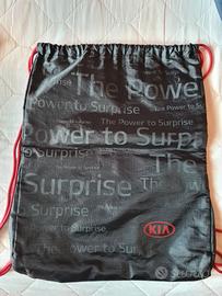 Borsa kia originale sacca nera e rossa. 35 cm x 43