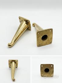 Coppia piedini vintage in ottone lucido