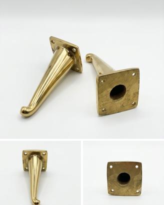 Coppia piedini vintage in ottone lucido