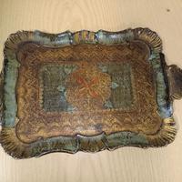 vassoio fiorentino in legno stile barocco