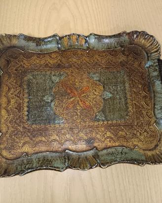 vassoio fiorentino in legno stile barocco