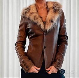 Giacca in vera pelle,collo in pelliccia