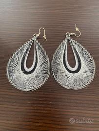 Orecchini filo intrecciato argento e nero