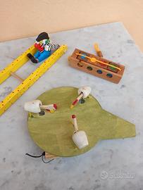 Set tre giochi artigianali in legno per bambino