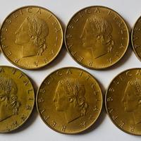 Lotto 7 Monete 20 Lire "Ramo di Quercia 1957-1990