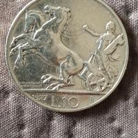 moneta 10 lire 1927 regno V,E.III argento 
