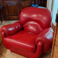 Due poltrone Vintage anni '70 in cuoio rosso