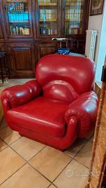 Due poltrone Vintage anni '70 in cuoio rosso
