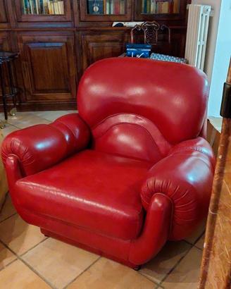 Due poltrone Vintage anni '70 in cuoio rosso