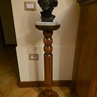 Piedistallo in legno + busto decorativo Bronzo 