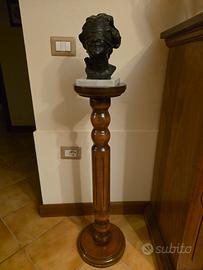 Piedistallo in legno + busto decorativo Bronzo 