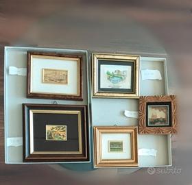 quadri vintage miniature in foglia oro