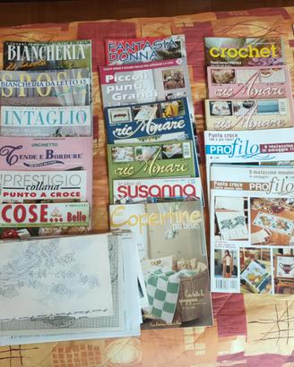 n. 30 riviste punto croce uncinetto maglia ricamo