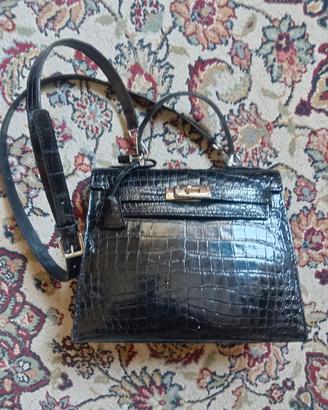 borsa in coccodrillo  nero vintage 