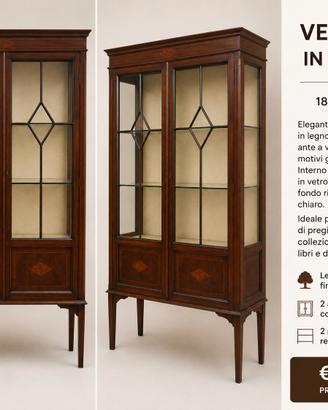 Vetrina classica in legno con ante in vetro