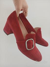 Décolleté Anna F. tacco donna rosso pelle slip-on 