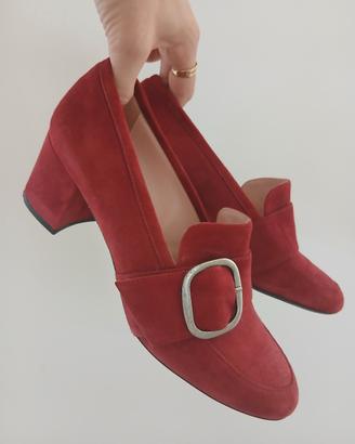 Décolleté Anna F. tacco donna rosso pelle slip-on 