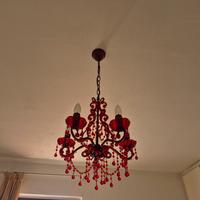 lampadario vetro rosso simil Murano