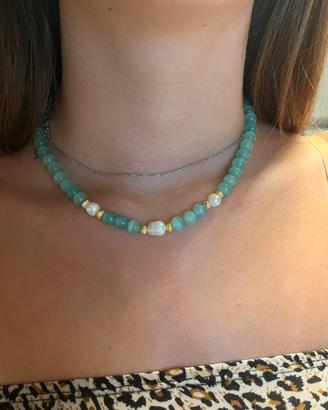 Choker perle occhi di gatto